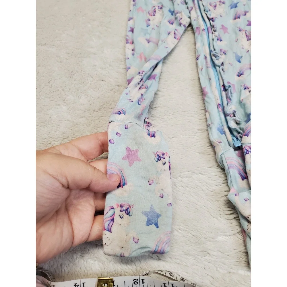 Blue Ruffle Unicorn Pink Ice Cream Bamboo One Piece Pajama Set Girl 18 24 months